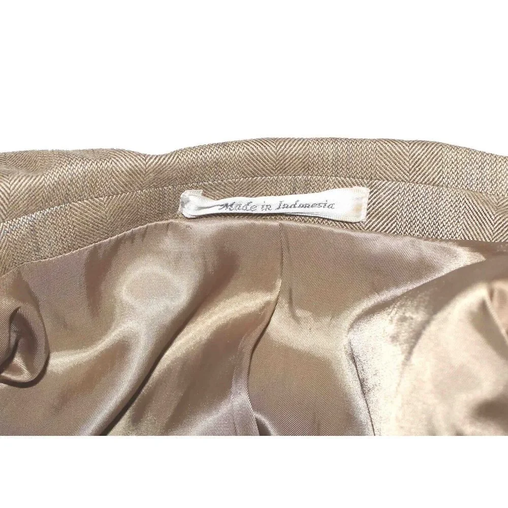 Ralph Lauren‎ Wool Silk Beige Gold Blazer Sport Jacket Coat Mens Size 44 Long